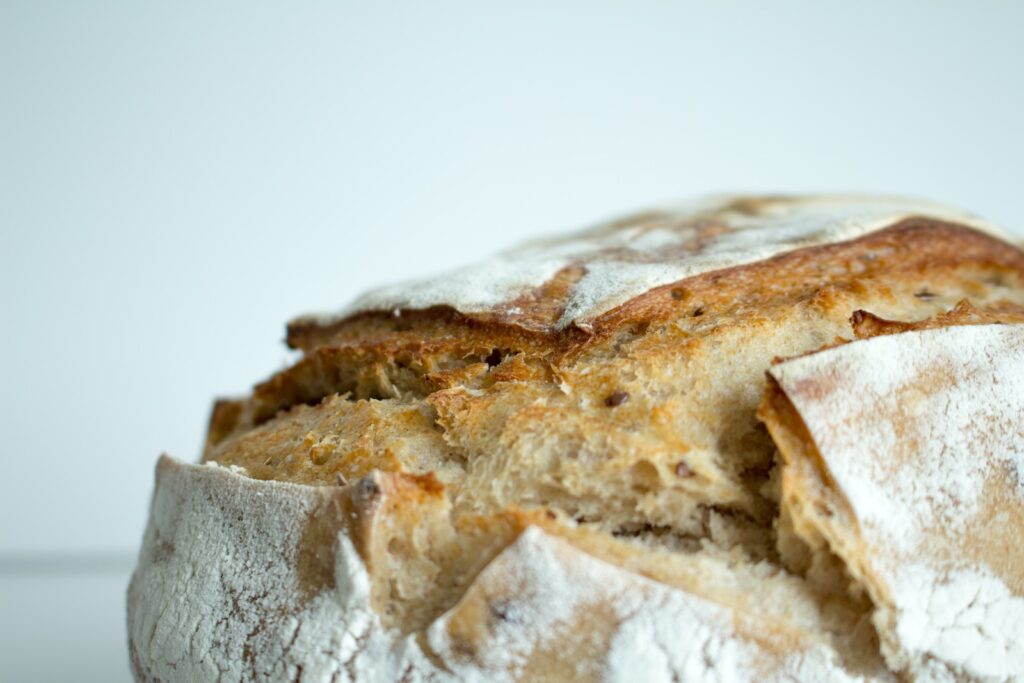 bread on white wooden table