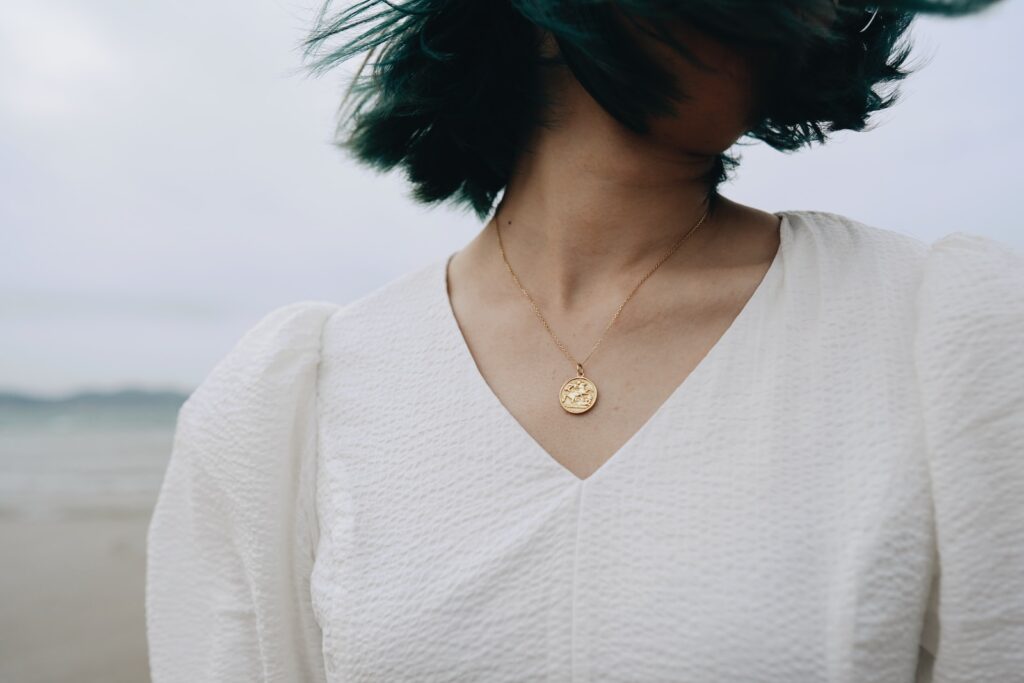 woman in white v neck shirt