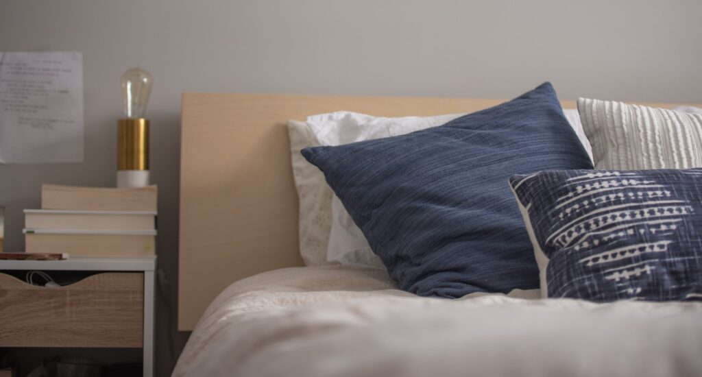 pillows on bed inside house