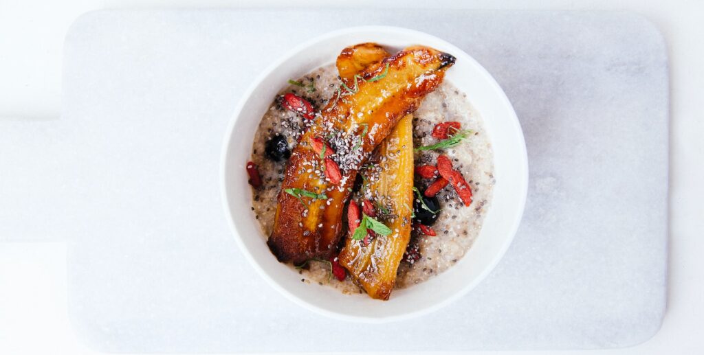 cooked food on white ceramic plate