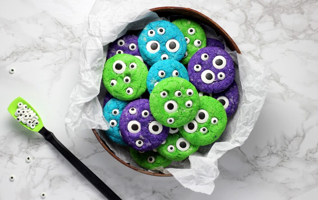 cookies in bowl on white surface