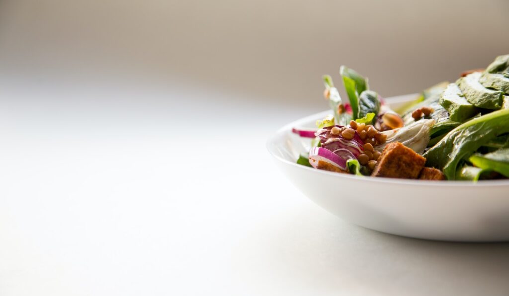 vegetable dish in white ceramic bowl